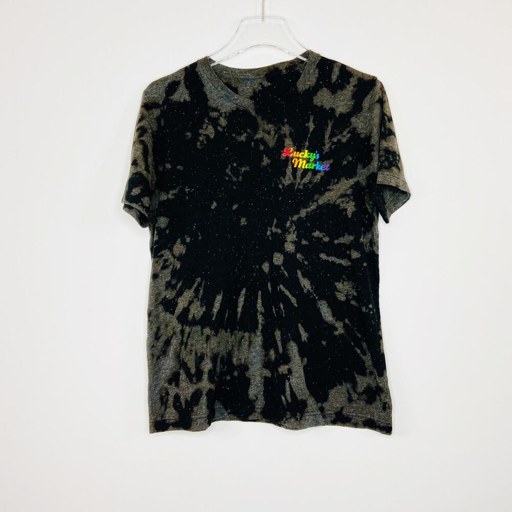 Luckys Market Custom Bleached Tee Rainbow Graphic